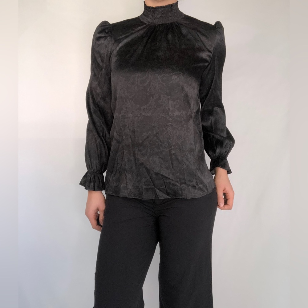 NWT Tucker NYC Stella Top Silk‎ Black Lace Size XXS Blouse